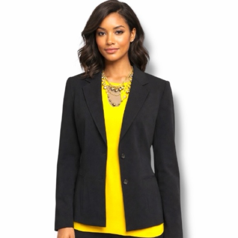 Allegra K Women's Black Blazer Two-Button Notch Lapel Workwear